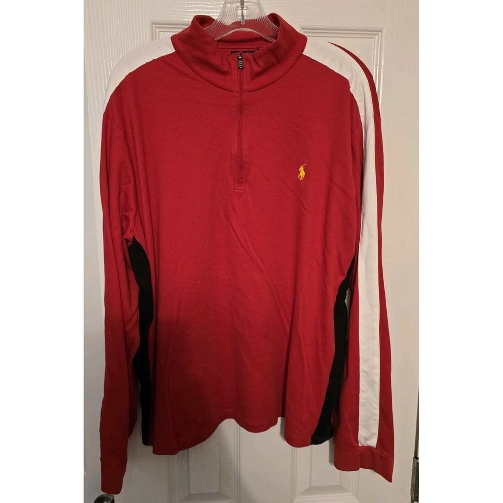 Polo Ralph Lauren Pima Soft Touch 1/4 Zip Red Pullover Track Jacket Mens 2XL